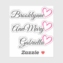 Personlig 3 Namn Rosa Kalligrafi Hjärta