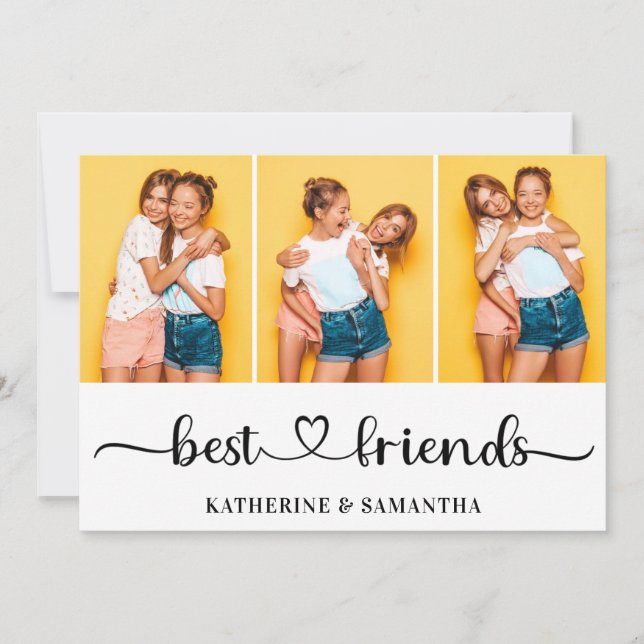 Personlig 3 Photo Collage Best Friends Hälsning Kort (Framsida)
