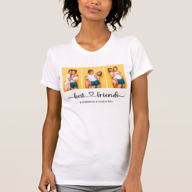 Personlig 3 Photo Collage Best Friends Women's T Shirt (Framsida)