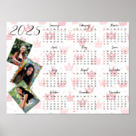 Personlig 3 Photo Collage Family 2025 Calendar Poster