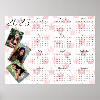 Personlig 3 Photo Collage Family 2025 Calendar Poster