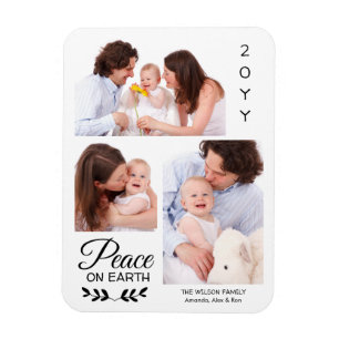 Personlig 3 Photo Collage Peace on Earth Magnet
