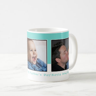 Personlig 3 Photo Fars dag Grönt Kaffemugg