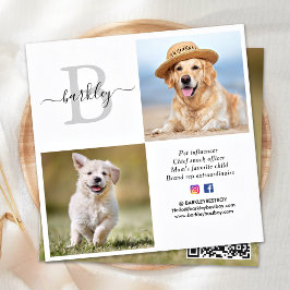 Personlig 3 Photo Social Media QR-kodmonogram Fyrkantigt Visitkort