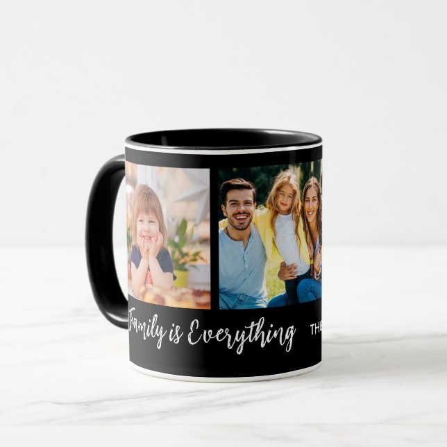 Personlig 3 Svart fotokollage-familjoffert Mugg (Framsida vänster)