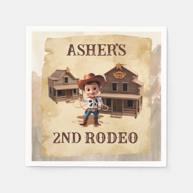 Personlig 3D Cowboy Western Rodeo Party Pappersservett (Framsidan)
