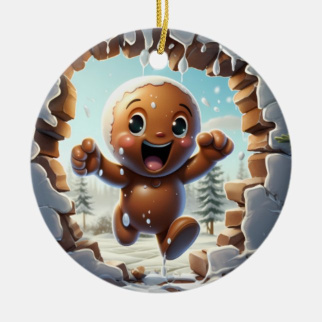 Personlig 3D-gingerbreadman Julgransprydnad Keramik (Framsidan)