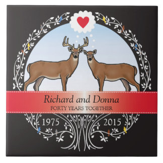 Personlig 40:e Bröllop-årsdagen, Buck & Doe Kakelplatta