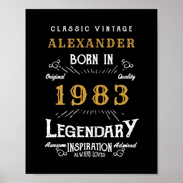 Personlig 40:e födelsedagen 1983 Lägg till Namn Le Poster (Framsidan)