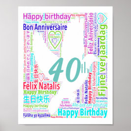 Personlig 40:e födelsedagen Ord Art Poster