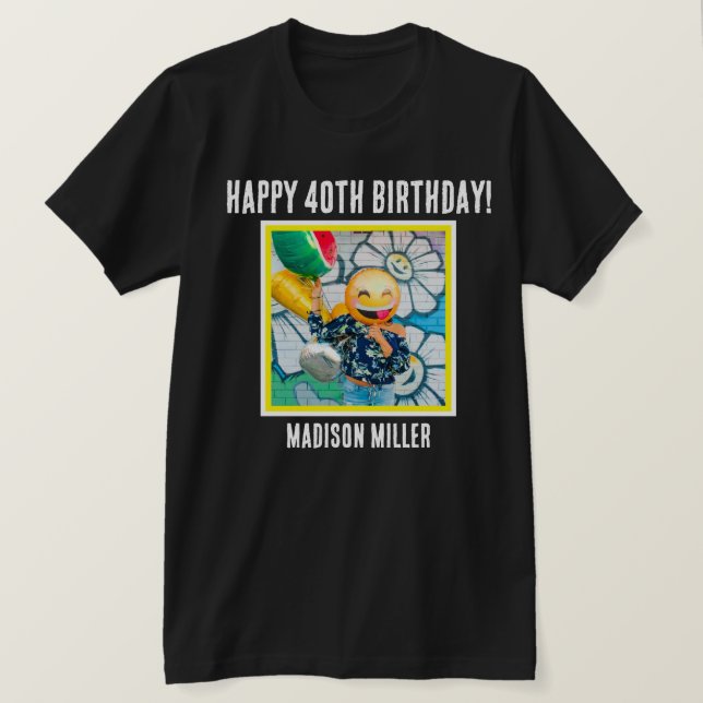 Personlig 40:e milstolpen Birthday T-Shirt (Design framsida)