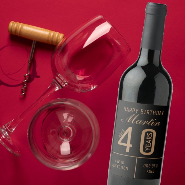 Personlig 40 födelsedagsetikett vin vinflaska etikett (Skapare uppladdad)