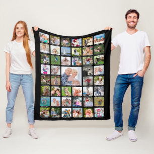 Personlig 45 Fotokollage-bildtexter i Färg Fleecefilt