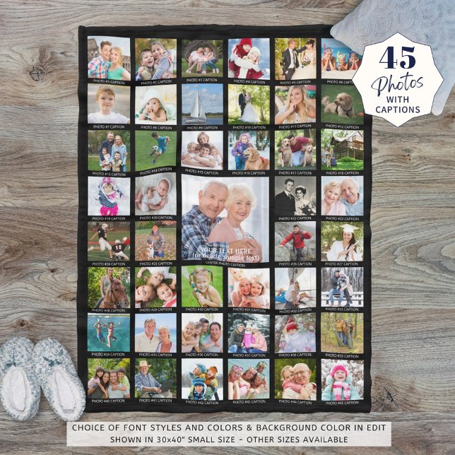 Personlig 45 Fotokollage-bildtexter i Färg Fleecefilt (Skapare uppladdad)