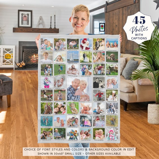 Personlig 45 Fotokollage-bildtexter i Färg Fleecefilt (Skapare uppladdad)