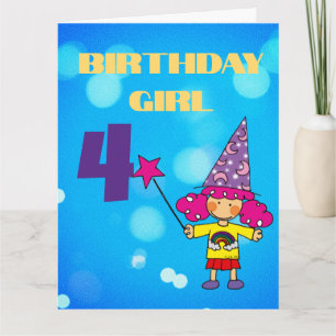 Personlig 4-årsdag Tjej Magi Kort