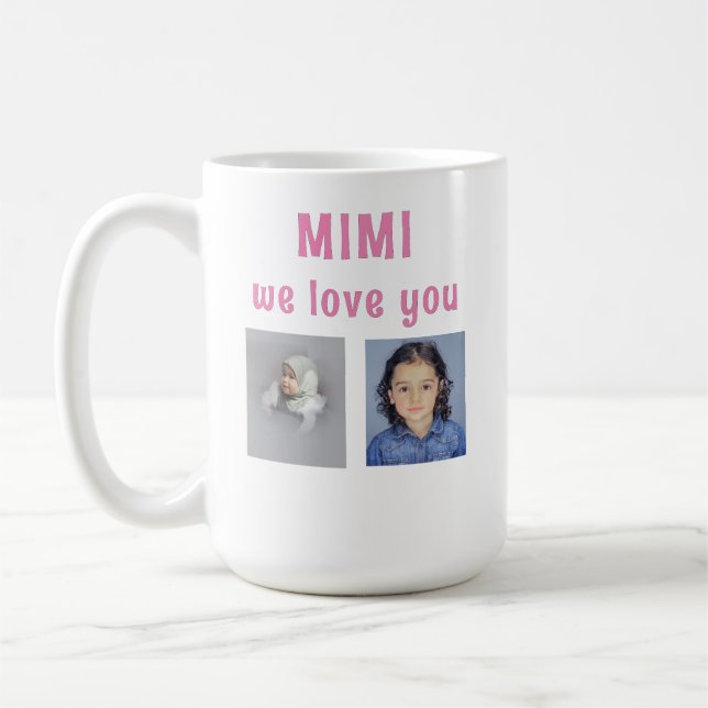 Personlig 4-Bild Vi Kärlek er MIMI Kaffemugg (Vänster)