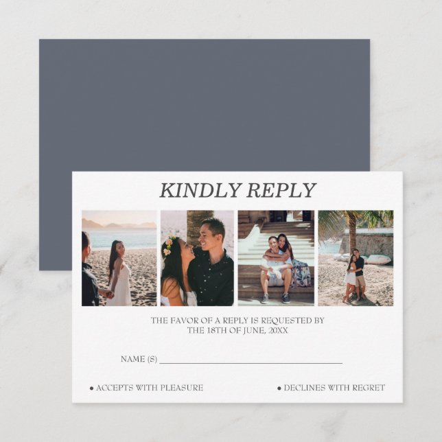 Personlig 4 Bröllop OSA för fotokollage Kort (Fram/baksida)