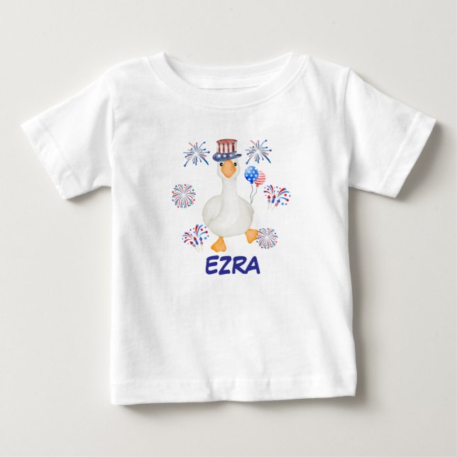 Personlig 4:e juli Goose T-Shirt för barn (Framsida)