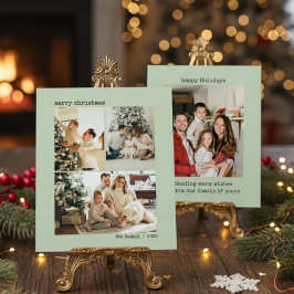 Personlig 4 familjefoto collage oliv julkort