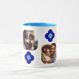 Personlig 4-Foto Blue Evil Öga Blommigt Amulets Mugg