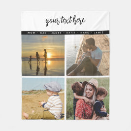 Personlig 4 Fotofamiljens Kärlek-minnen Fleecefilt