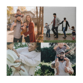 Personlig 4 Fotokollage Kakelplatta