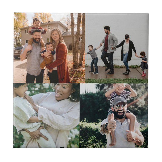 Personlig 4 Fotokollage Kakelplatta (Framsidan)