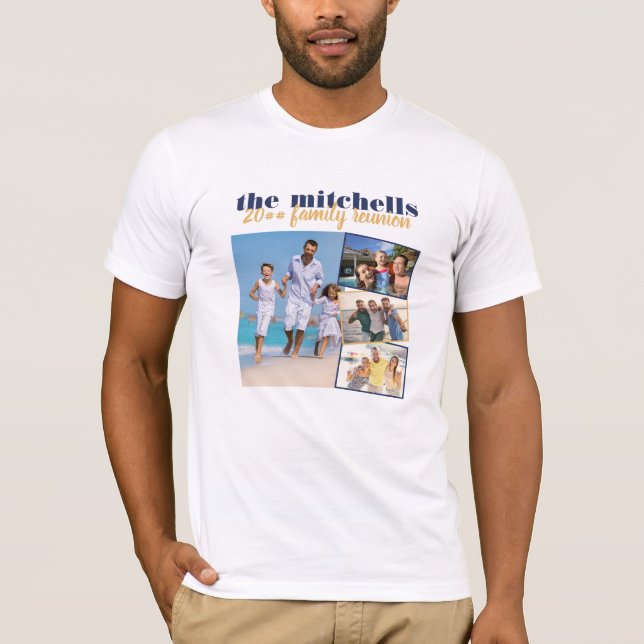 Personlig 4 Fotokollaps familjeåterförening T Shirt (Framsida)