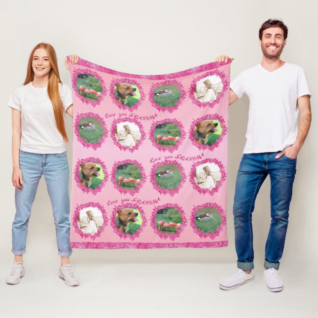 Personlig 4 fototext anpassningsbar kärlek du morm fleecefilt (På plats)