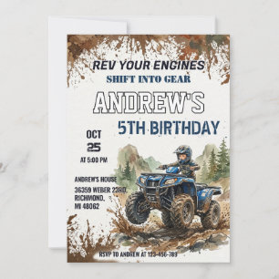 Personlig 4-hjuling ATV Födelsedags pojke Party Inbjudningar