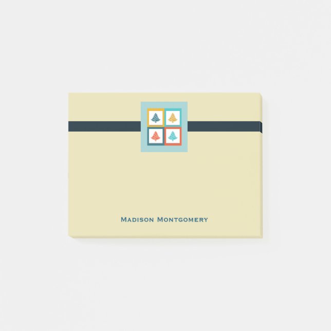 Personlig 4 Julgranar Retro-design Post-it Block (Framsida)