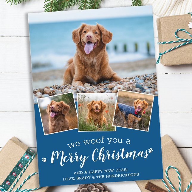 Personlig 4 Pet Photo Hund älskare God jul Julkort (Skapare uppladdad)