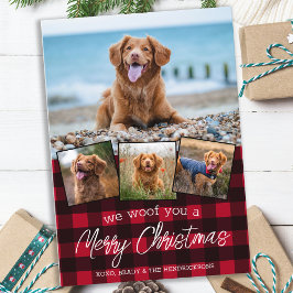 Personlig 4 Pet Photo Red Pput God jul Julkort