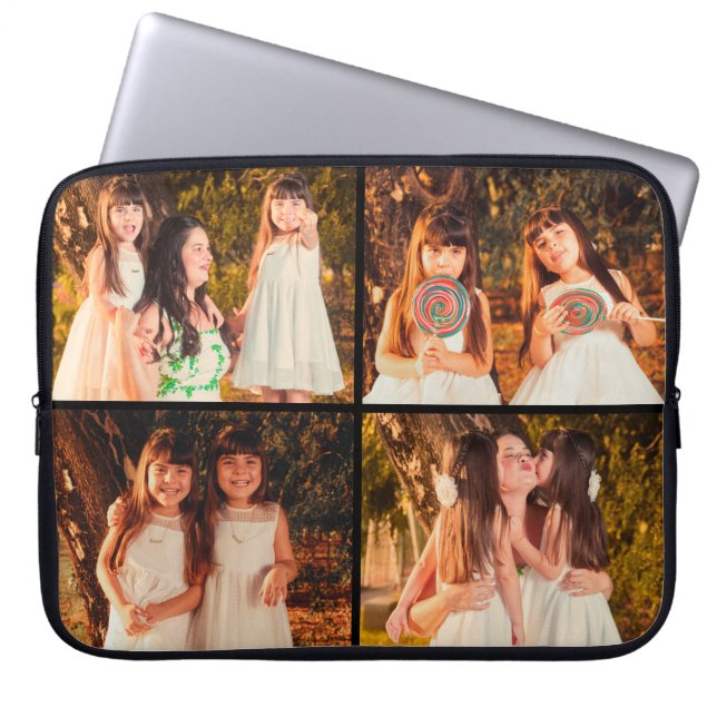 Personlig 4 Photo Collage Electronics Bag Laptop Fodral (Framsidan)