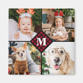 Personlig 4 Photo Monogram Red Buffalo Play Magnet