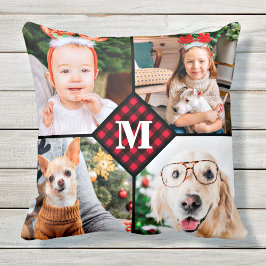 Personlig 4 Photo Red Buffalo Play Monogram Kudde