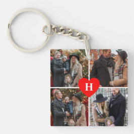Personlig 4 Photo Red Heart Monogrammed Kärlek