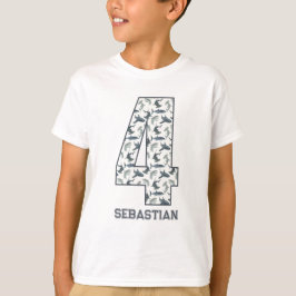Personlig 4e födelsedagen Shark Shirt T