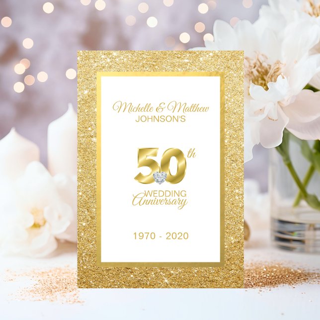Personlig 50-års guldbröllopsdag inbjudningar (Personalized 50th Golden Wedding Anniversary Invitation)