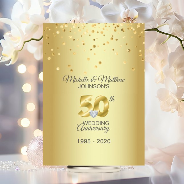 Personlig 50-års guldbröllopsjubileum inbjudningar (Personalized 50th Golden Wedding Anniversary Invitation)