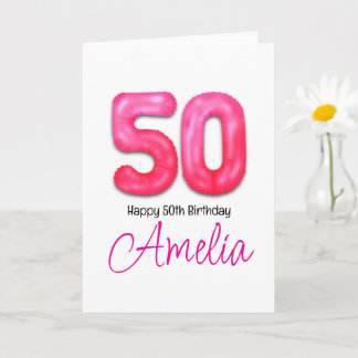 Personlig 50-årsdag Ballongkort med siffror Kort