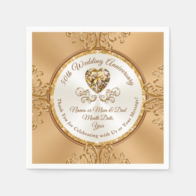 Personlig 50-årsdagen Cocktail Napkins Pappersservett (Framsidan)