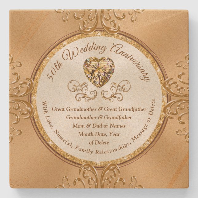 Personlig 50-årsjubiléet Underlägg, köp 1, ange Stenunderlägg (Framsidan)