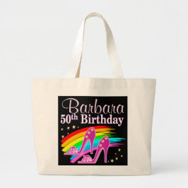 PERSONLIG 50 BIRTHDAY SHOE QUEEN JUMBO TYGKASSE