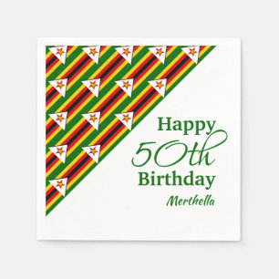 Personlig 50:E BIRTHDAY Zimbabwe Flagga Papper Pappersservett