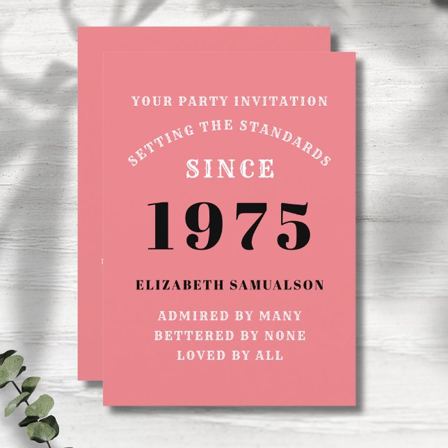 Personlig 50:e födelsedag Lägg till Rosan Namn Inbjudningar (Personalized 50th birthday pink party invitation.)
