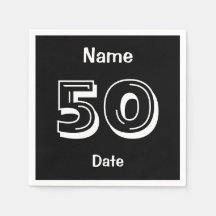 Personlig 50:e födelsedag Svarta Party Napkins