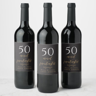 Personlig 50:e födelsedag Vin Vinflaska Etikett