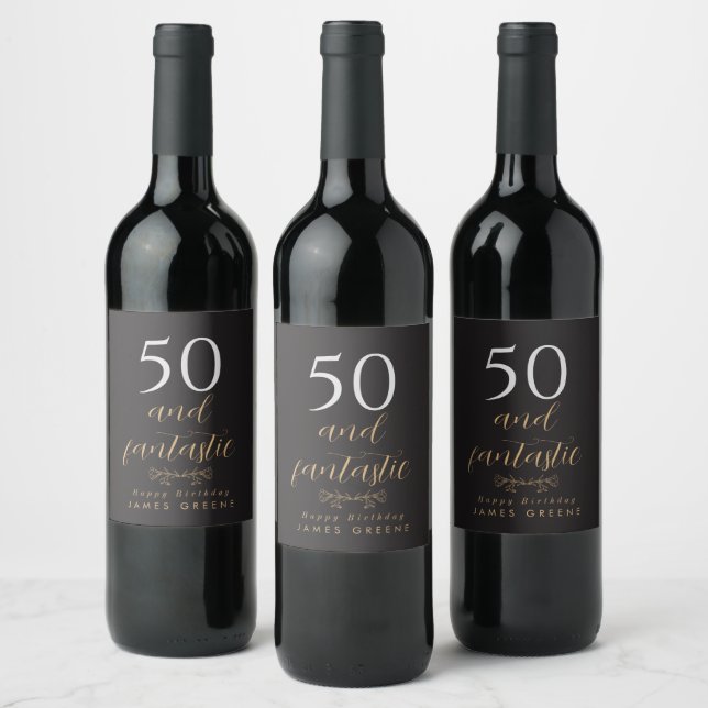 Personlig 50:e födelsedag Vin Vinflaska Etikett (Flaskor)